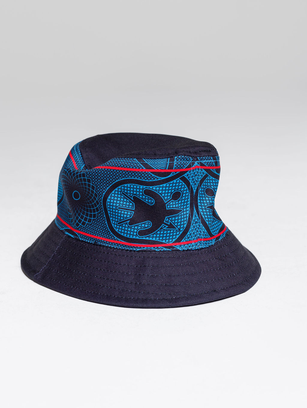 Thebe Bucket Hat (Navy, Blue & Red)